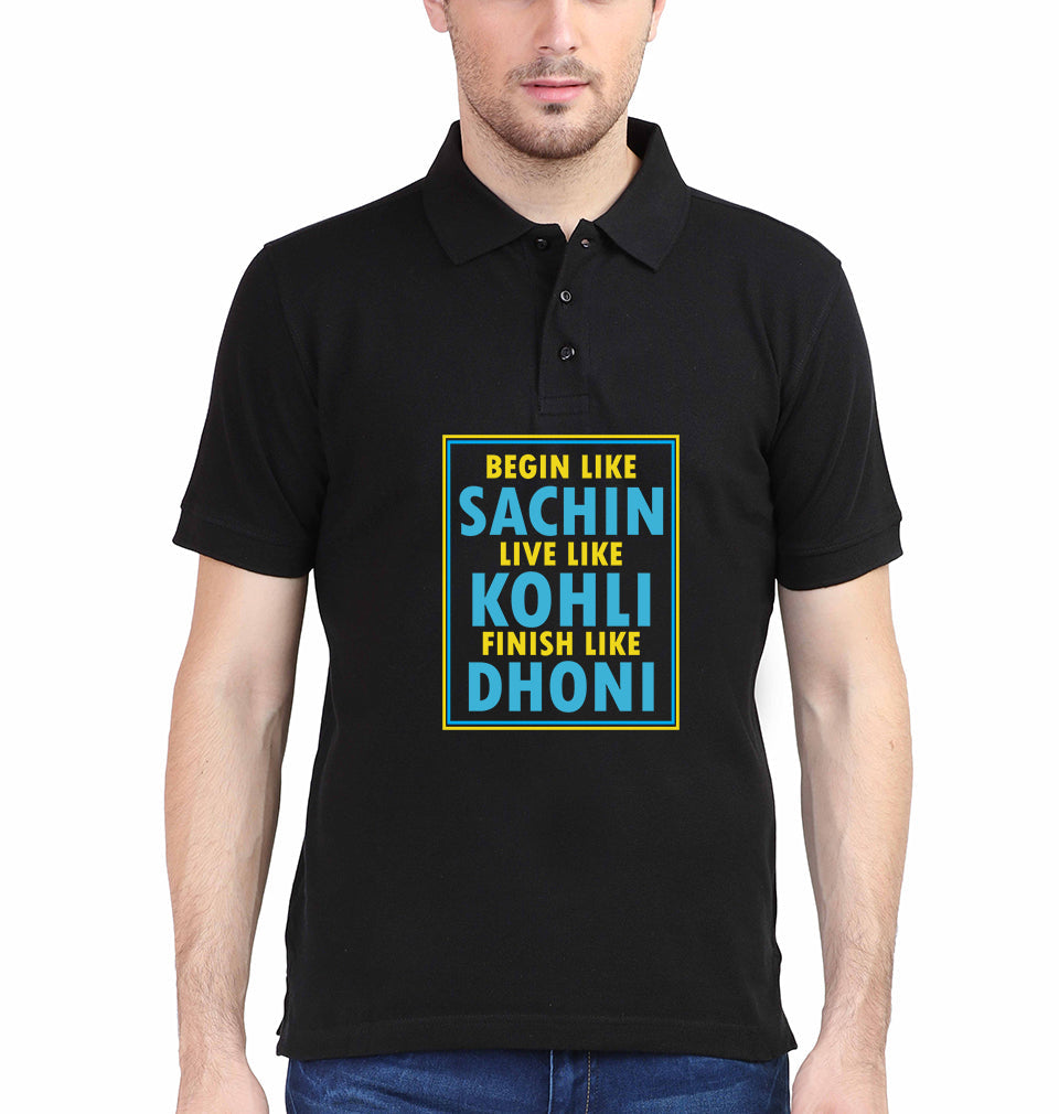 CRICKET Sachin Kohli Dhoni Polo T-Shirt for Men-S(38 Inches)-Black-Ektarfa.co.in