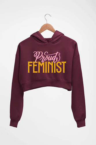 Feminist Crop HOODIE FOR WOMEN-Maroon-Ektarfa.online