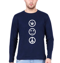 Load image into Gallery viewer, Weed Happy Peace Full Sleeves T-Shirt for Men-Navy Blue-Ektarfa.online
