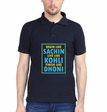 Load image into Gallery viewer, CRICKET Sachin Kohli Dhoni Polo T-Shirt for Men-S(38 Inches)-Navy Blue-Ektarfa.co.in
