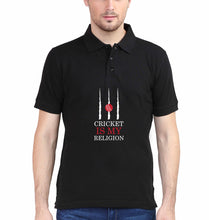 Load image into Gallery viewer, Cricket Is My Religion Polo T-Shirt for Men-S(38 Inches)-Black-Ektarfa.co.in
