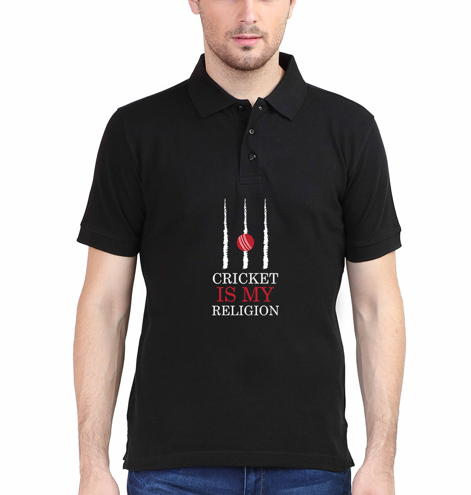 Cricket Is My Religion Polo T-Shirt for Men-S(38 Inches)-Black-Ektarfa.co.in
