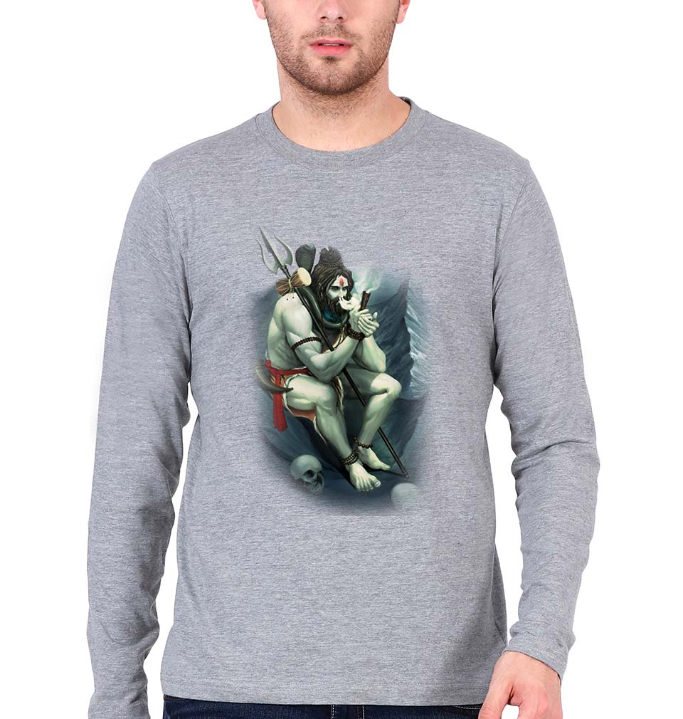 Aghori Full Sleeves T-Shirt for Men-Grey Melange-Ektarfa.online