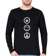 Load image into Gallery viewer, Weed Happy Peace Full Sleeves T-Shirt for Men-Black-Ektarfa.online

