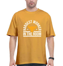 Load image into Gallery viewer, Hardest Worker In the Room Gym Oversized T-Shirt for Men-Golden Yellow-Ektarfa.online
