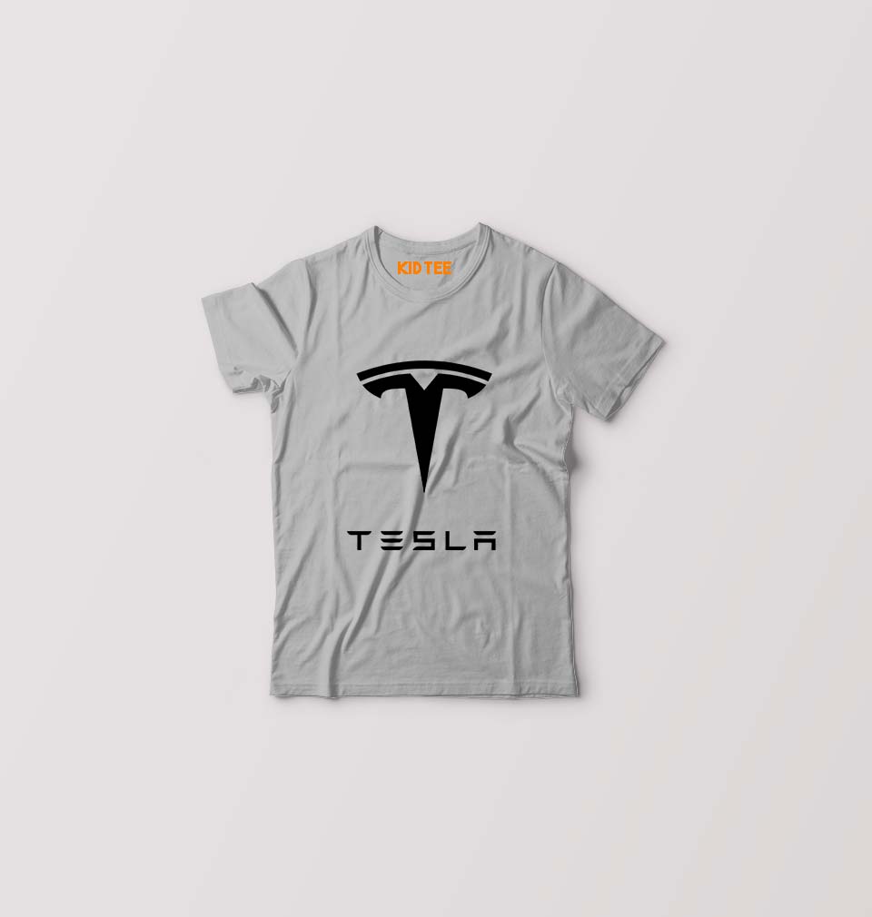 Tesla Kids T-Shirt for Boy/Girl-Grey-Ektarfa.online