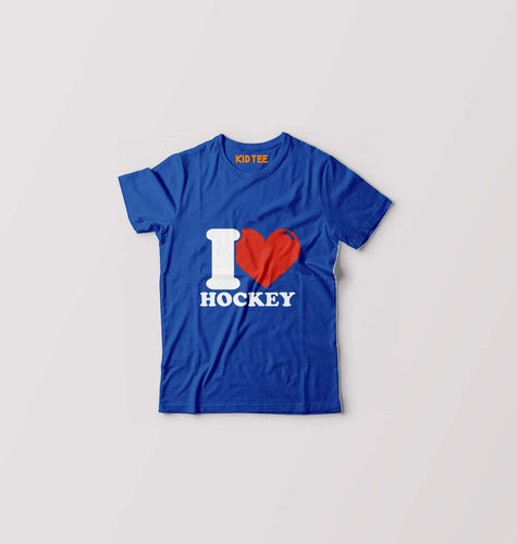 I Love Hockey Kids T-Shirt for Boy/Girl-Royal Blue-Ektarfa.online