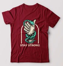 Load image into Gallery viewer, Stay Strong T-Shirt for Men-S(38 Inches)-Maroon-Ektarfa.online
