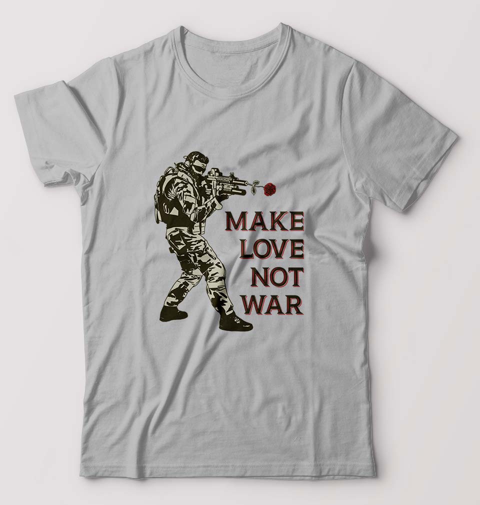 Guns N' Roses Make Love Not War T-Shirt for Men-S(38 Inches)-Grey Melange-Ektarfa.online