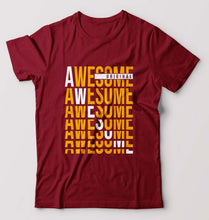 Load image into Gallery viewer, Awesome T-Shirt for Men-S(38 Inches)-Maroon-Ektarfa.online
