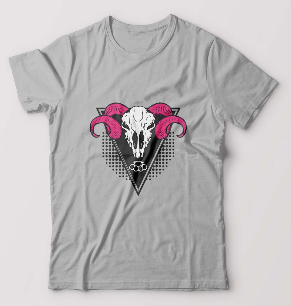 Ram Skull T-Shirt for Men-Grey Melange-Ektarfa.online