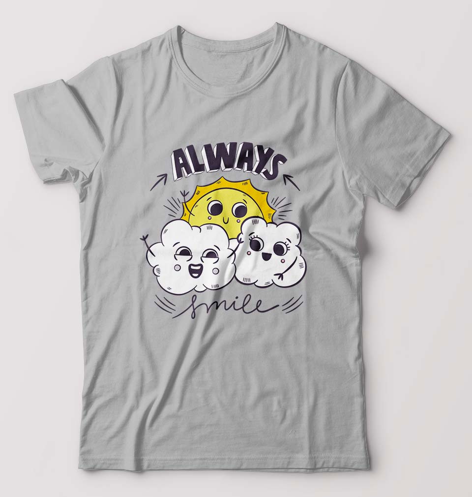 Always Smile T-Shirt for Men-S(38 Inches)-Grey Melange-Ektarfa.online