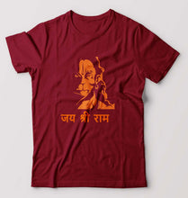 Load image into Gallery viewer, Jai Shree Ram T-Shirt for Men-S(38 Inches)-Maroon-Ektarfa.online
