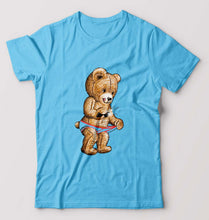 Load image into Gallery viewer, Domrebel Bear T-Shirt for Men-Light Blue-Ektarfa.online
