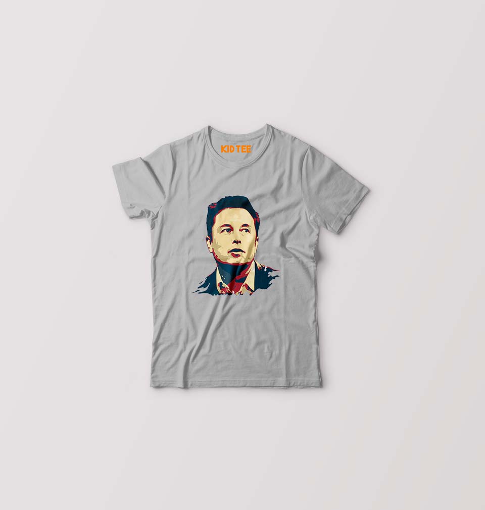 Elon Musk Kids T-Shirt for Boy/Girl-Grey-Ektarfa.online