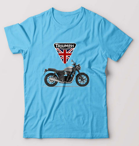 Triumph Motorcycles T-Shirt for Men-S(38 Inches)-Light Blue-Ektarfa.online