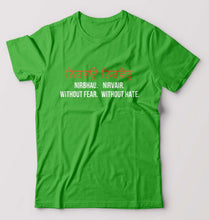 Load image into Gallery viewer, Nirbhau Nirvair T-Shirt for Men-S(38 Inches)-flag green-Ektarfa.online

