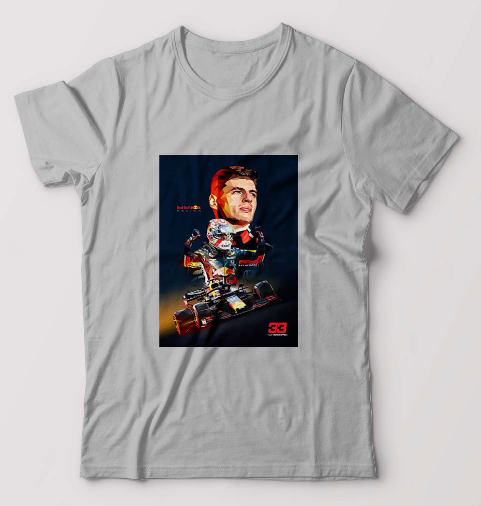 Max Verstappen T-Shirt for Men-S(38 Inches)-Grey Melange-Ektarfa.online