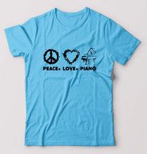 Load image into Gallery viewer, Peace Love Piano T-Shirt for Men-Light Blue-Ektarfa.online
