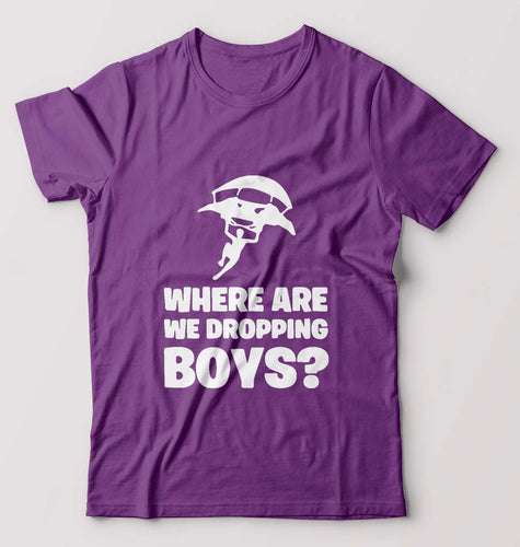 PUBG Where Are We Dropping Boys T-Shirt for Men-Purple-Ektarfa.online