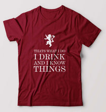 Load image into Gallery viewer, GOT Game of Thrones I Drink And Know Things T-Shirt for Men-S(38 Inches)-Maroon-Ektarfa.online
