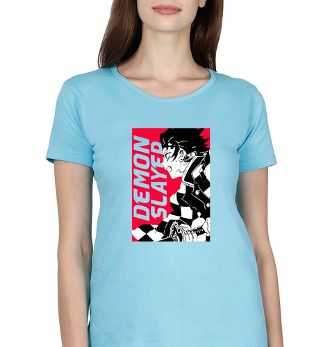 Demon Slayer T-Shirt for Women-Light Blue-Ektarfa.online