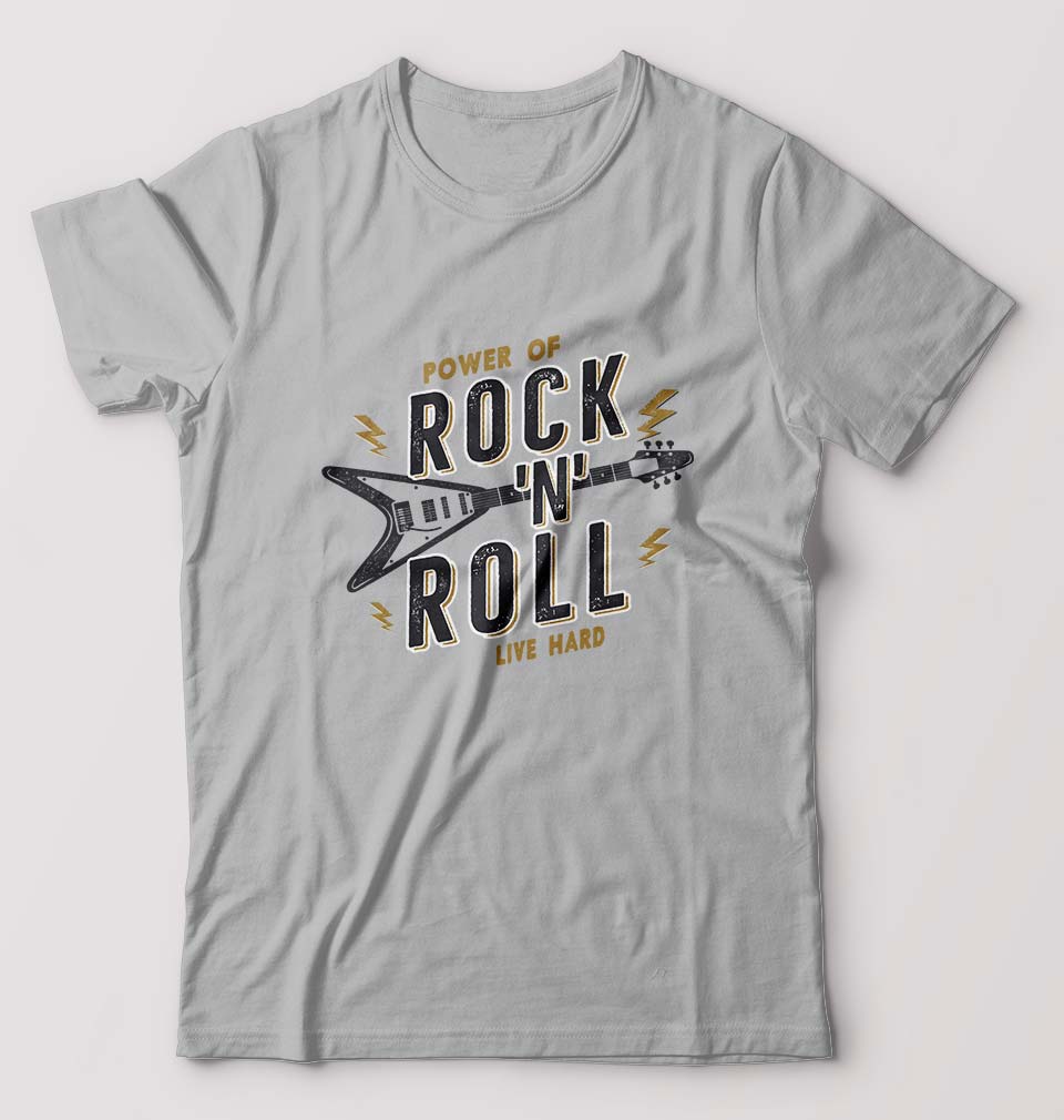 Rock N Roll T-Shirt for Men-S(38 Inches)-Grey Melange-Ektarfa.online
