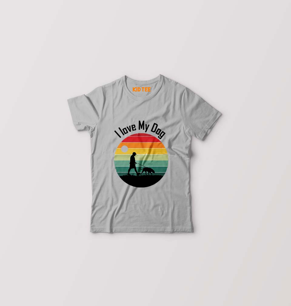 Love Dog Kids T-Shirt for Boy/Girl-Grey-Ektarfa.online