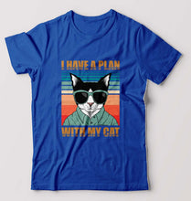 Load image into Gallery viewer, Cat T-Shirt for Men-S(38 Inches)-Royal Blue-Ektarfa.online
