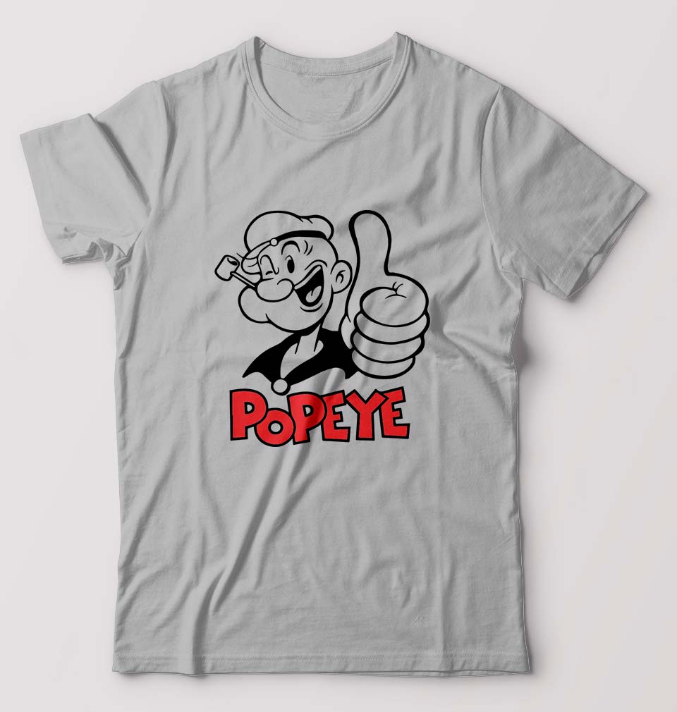 Popeye T-Shirt for Men-S(38 Inches)-Grey Melange-Ektarfa.online