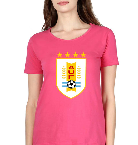 Uruguay Football T-Shirt for Women-XS(32 Inches)-Pink-Ektarfa.online