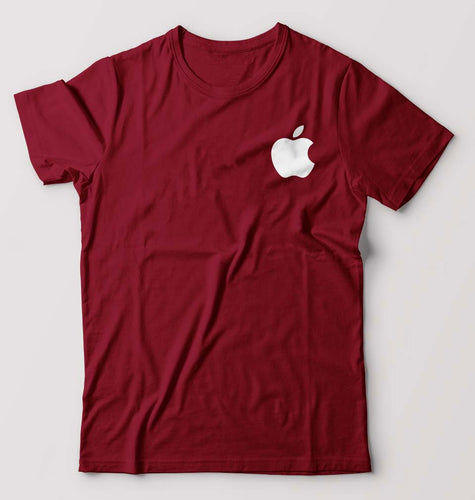 Apple T-Shirt for Men-S(38 Inches)-Maroon-Ektarfa.online