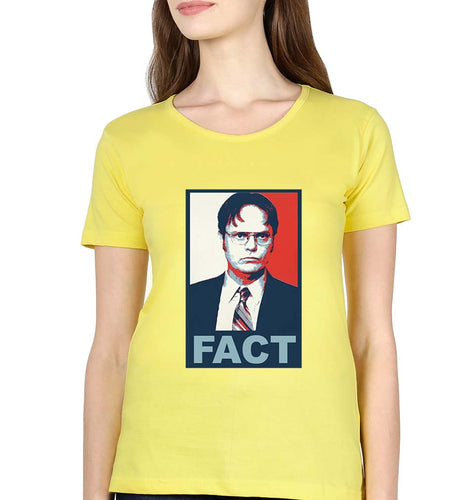 Dwight Schrute Fact T-Shirt for Women-Yellow-Ektarfa.online