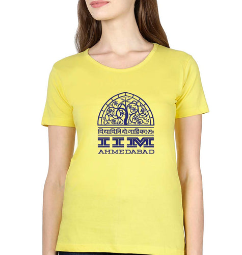 IIM Ahmedabad T-Shirt for Women-XS(32 Inches)-Yellow-Ektarfa.online
