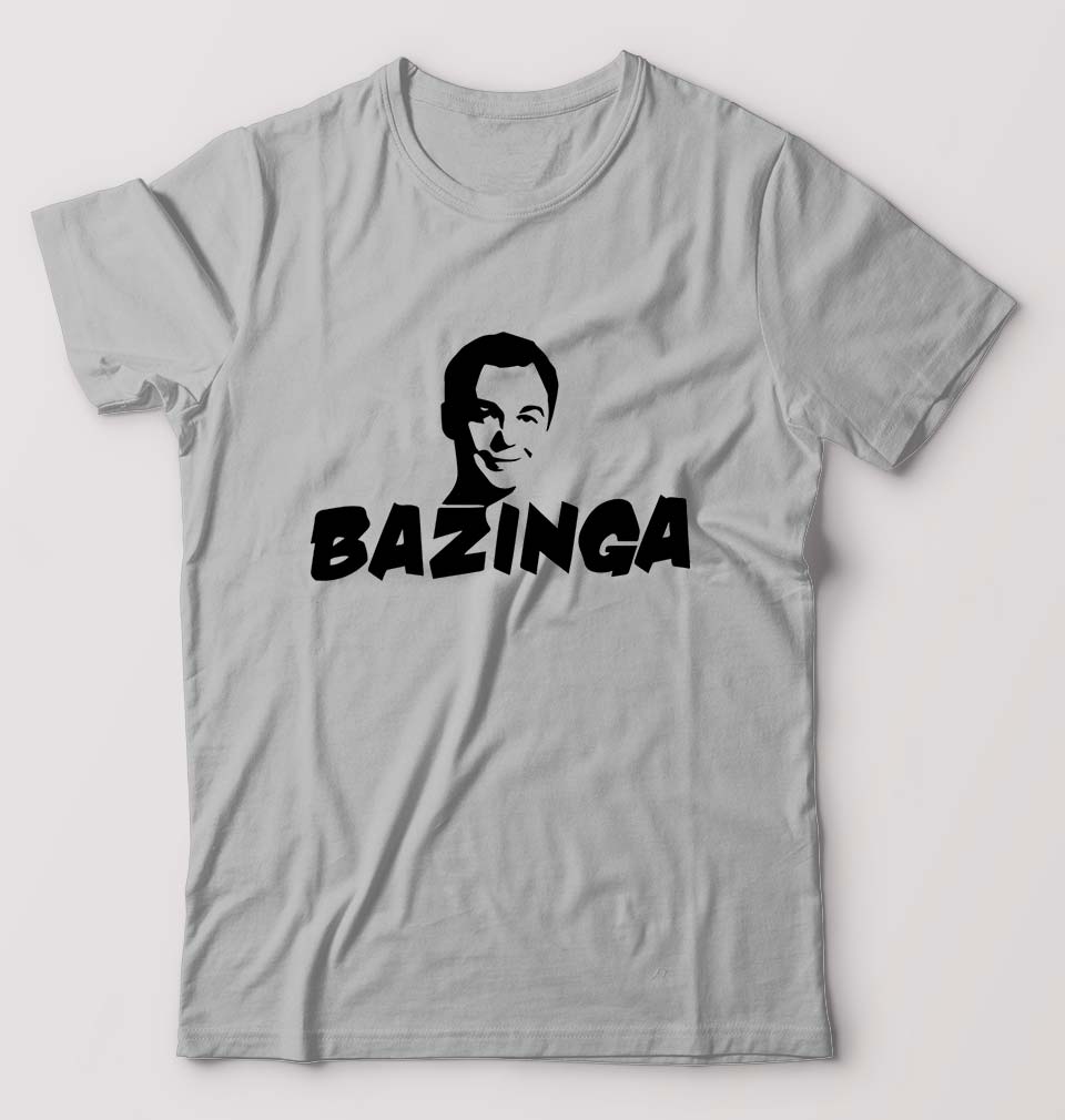 Sheldon Cooper Bazinga T-Shirt for Men-S(38 Inches)-Grey Melange-Ektarfa.online