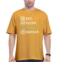 Load image into Gallery viewer, Eat Sleep Code Repeat Oversized T-Shirt for Men-Golden Yellow-Ektarfa.online
