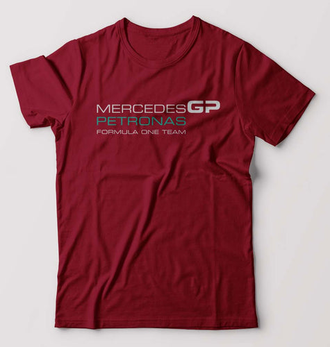 Mercedes GP Petronas F1 T-Shirt for Men-S(38 Inches)-Maroon-Ektarfa.online