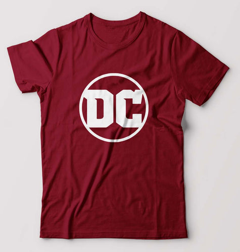 DC T-Shirt for Men-S(38 Inches)-Maroon-Ektarfa.online