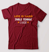 Load image into Gallery viewer, Table Tennis (TT) T-Shirt for Men-S(38 Inches)-Maroon-Ektarfa.online
