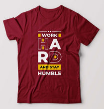 Load image into Gallery viewer, Work Hard T-Shirt for Men-S(38 Inches)-Maroon-Ektarfa.online
