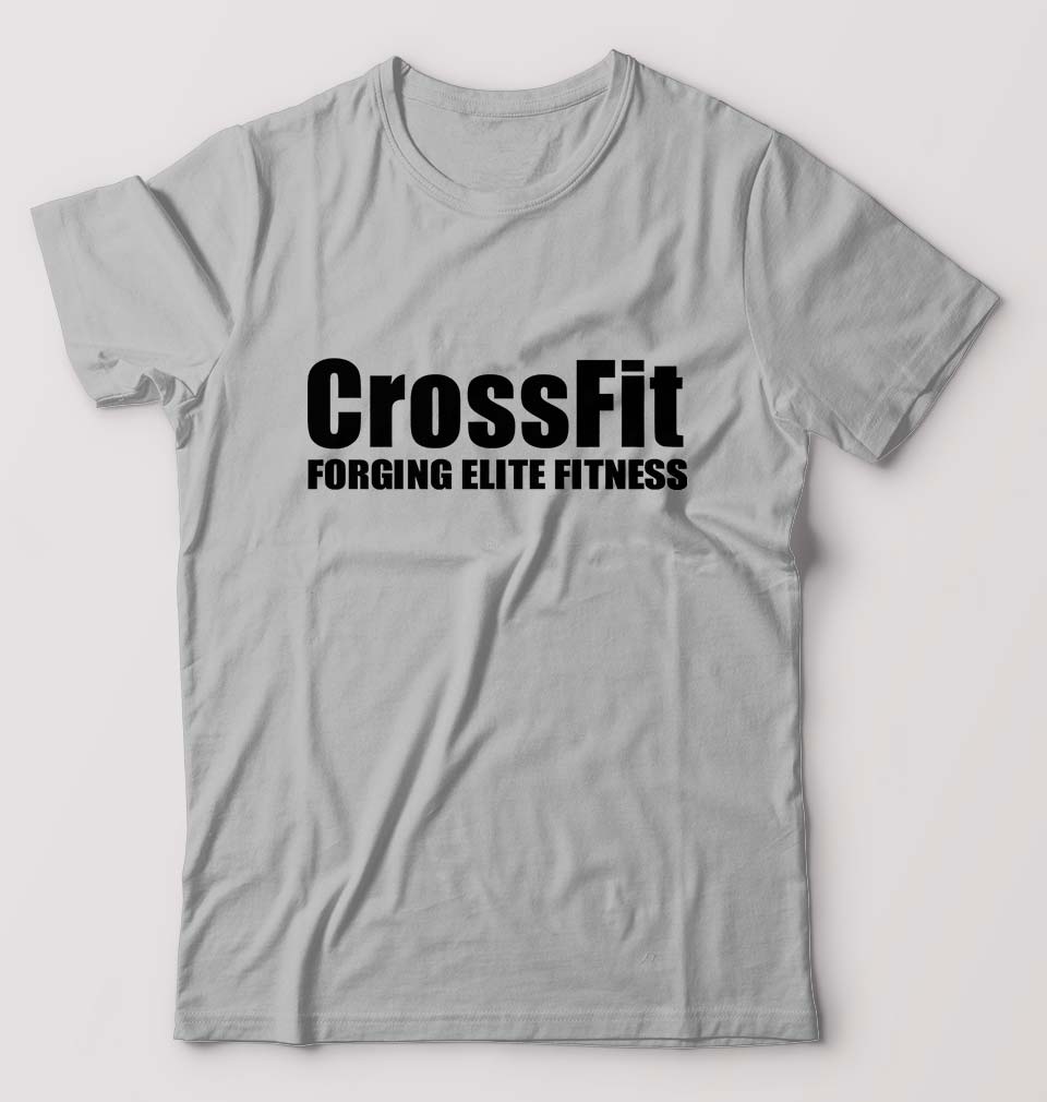 CrossFit T-Shirt for Men-S(38 Inches)-Grey Melange-Ektarfa.online