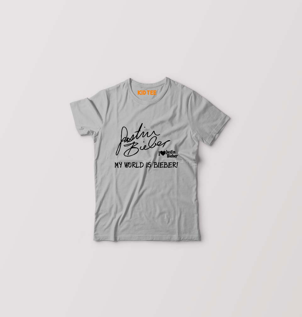 Justin Bieber Kids T-Shirt for Boy/Girl-Grey-Ektarfa.online