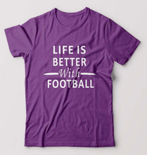 Load image into Gallery viewer, Life Football T-Shirt for Men-S(38 Inches)-Purple-Ektarfa.online
