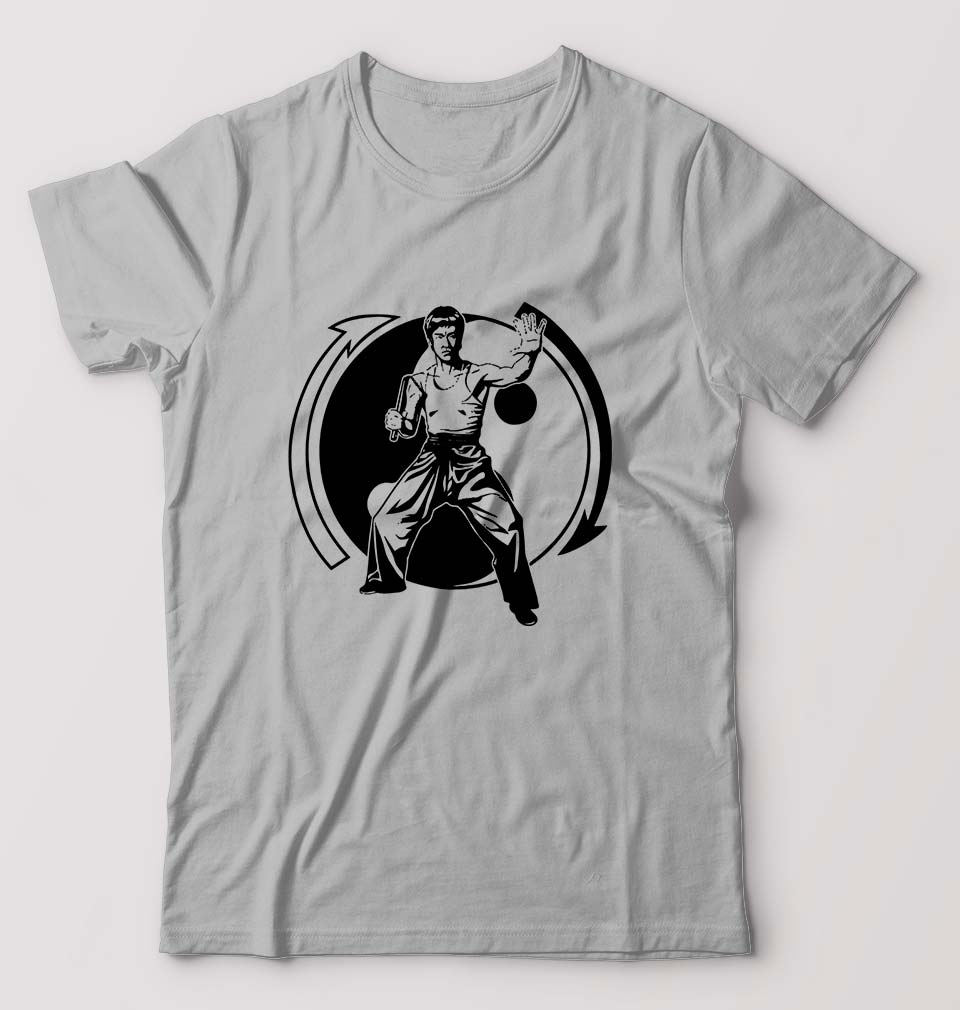 Bruce Lee T-Shirt for Men-S(38 Inches)-Grey Melange-Ektarfa.online