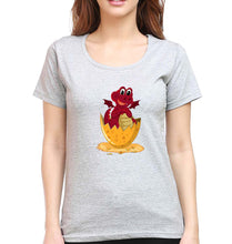 Load image into Gallery viewer, Dragon T-Shirt for Women-XS(32 Inches)-Grey Melange-Ektarfa.online
