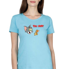 Load image into Gallery viewer, Tom and Jerry T-Shirt for Women-XS(32 Inches)-Light Blue-Ektarfa.online
