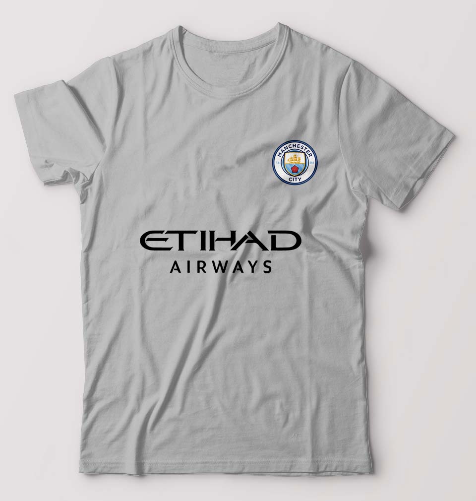 Manchester City F.C 2021-22 T-Shirt for Men-S(38 Inches)-Grey Melange-Ektarfa.online