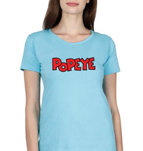 Load image into Gallery viewer, Popeye T-Shirt for Women-XS(32 Inches)-Light Blue-Ektarfa.online
