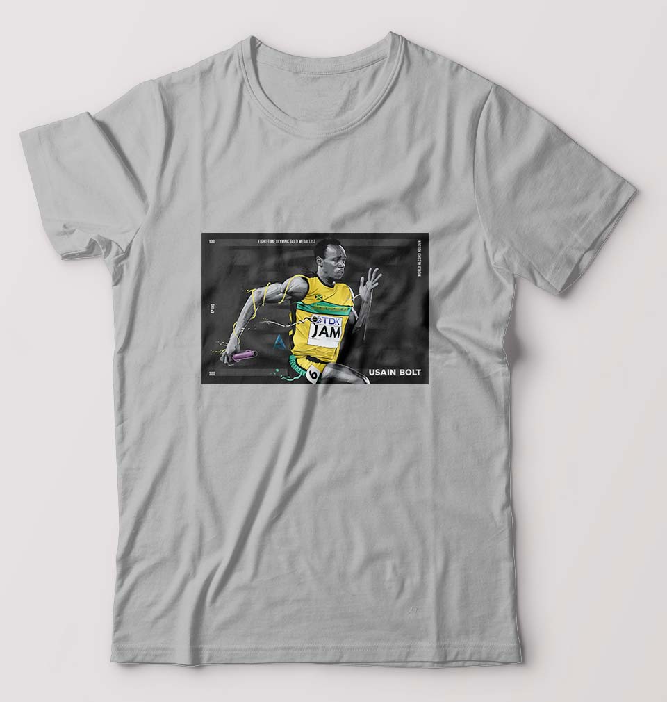 Usain Bolt T-Shirt for Men-Grey Melange-Ektarfa.online