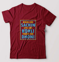 Load image into Gallery viewer, CRICKET Sachin Kohli Dhoni T-Shirt for Men-S(38 Inches)-Maroon-Ektarfa.online
